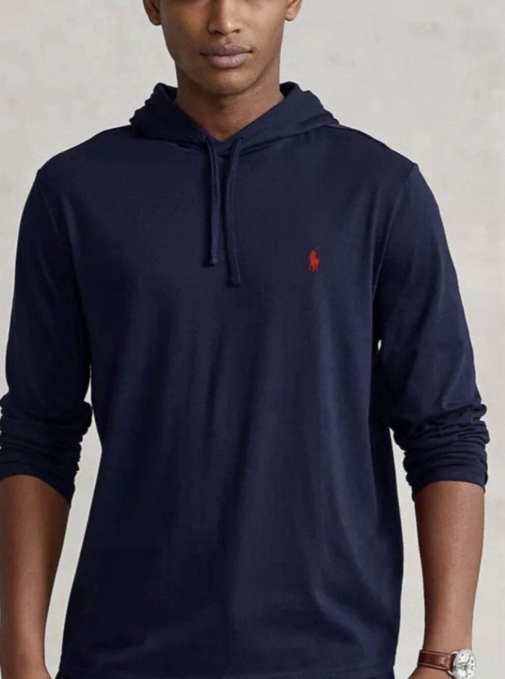 Polo Ralph Lauren Hoodie Mens L Blue Long Sleeve T-Shirt Pony Logo Lightweight